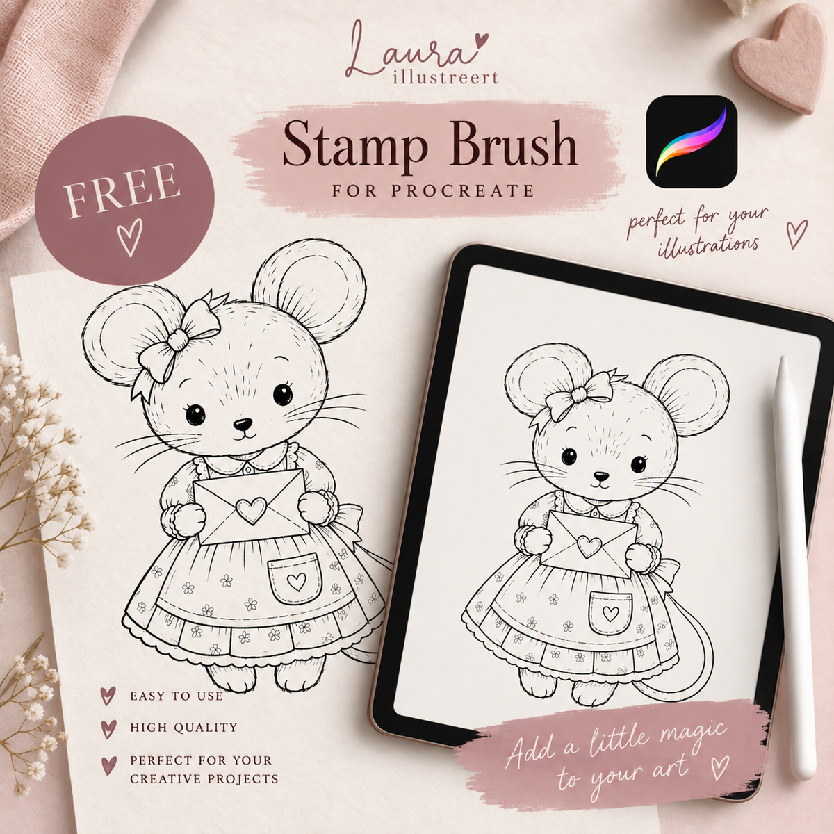 Mouse stamp brush voor Procreate