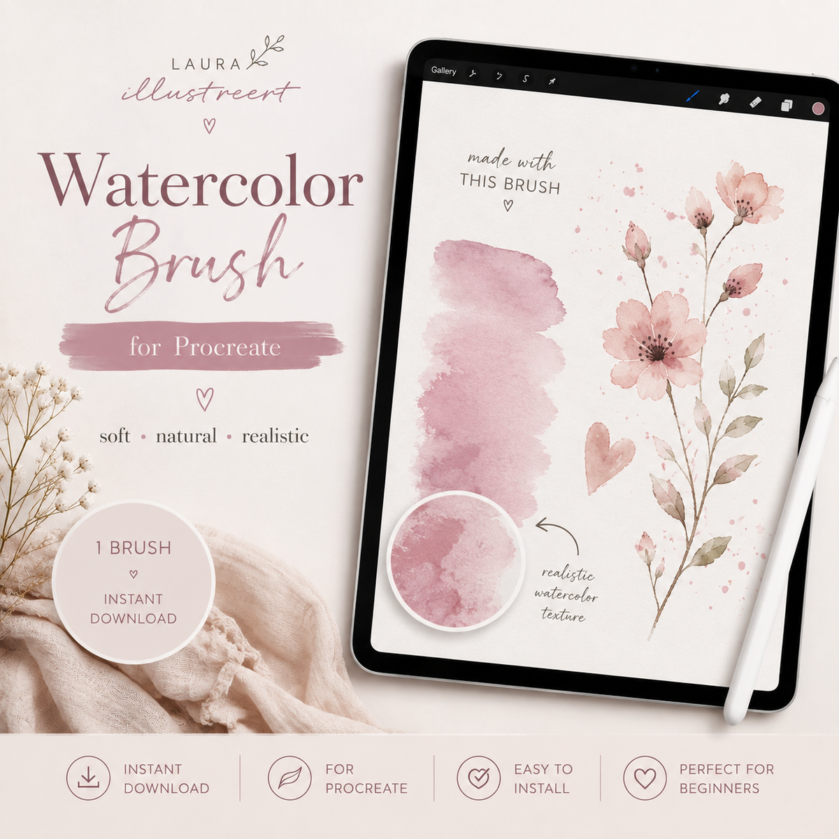 Watercolor Procreate Brush - Digitaal bestand