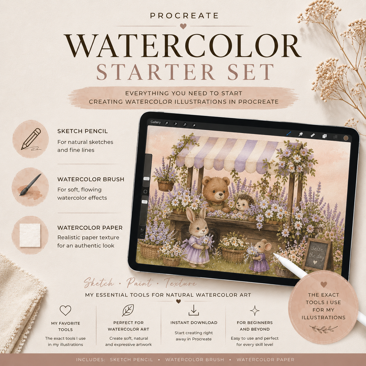 Procreate watercolor starter set